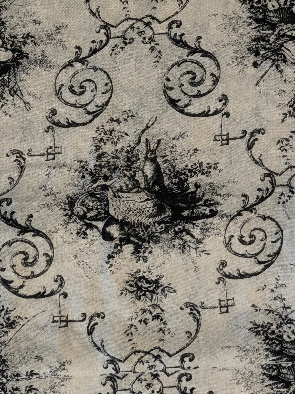 NWOT Vintage 90s Ivory & Black Art Print European Cashmere Wrap Scarf 72